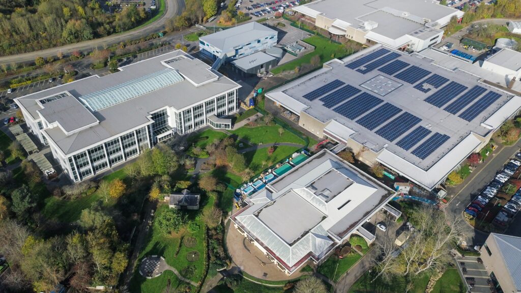 aerial shot industrial buildings bristol england