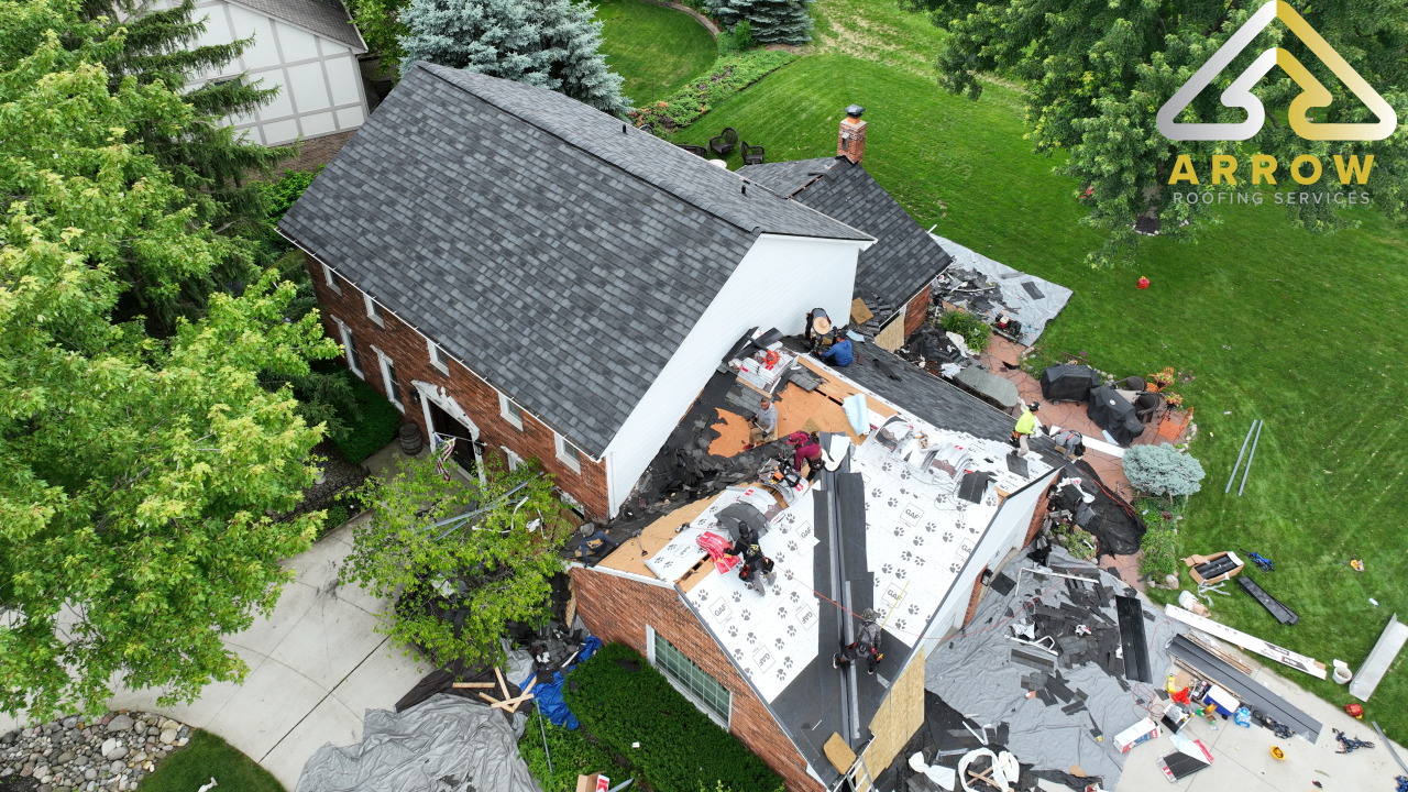 Northville, Michigan roof during replacement